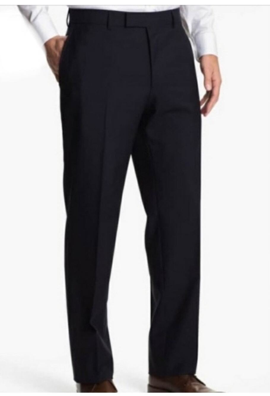 BOSS HUGO BOSS James Brown Pants 33R Black Virgin Wool Stretch Blend Work Office